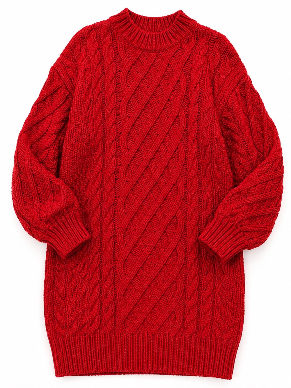 Anrabess Red Cable Knit Sweater Dress Oversized XL